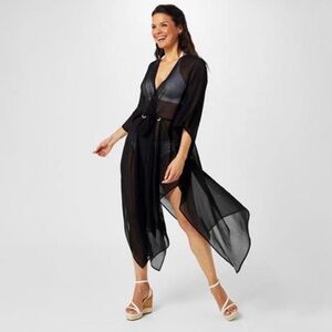 Cacique 14 Black Sheer Swim Cover-Up NWT